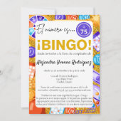 Invitation Bingo d'or espagnol et jeux Amusants 75e anniversa (Devant)