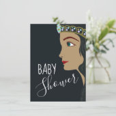 Invitation Bingo du Baby shower bleu princesse (Debout devant)