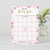 Invitation Bingo du jeu de Fête des mariées | Flore rose déli (Debout devant)