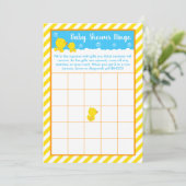 Invitation Bingo en caoutchouc Ducky Jaune et Baby shower ble (Debout devant)