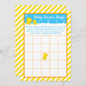 Invitation Bingo en caoutchouc Ducky Jaune et Baby shower ble (Devant / Derrière)