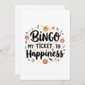 Invitation Bingo est mon billet pour le bonheur Funny Bingo J (Devant / Derrière)