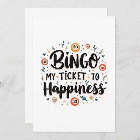 Invitation Bingo est mon billet pour le bonheur Funny Bingo J (Devant / Derrière)