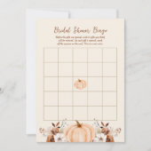 Invitation Bingo Fall Pumpkin Bridal Shower Game Card (Devant)