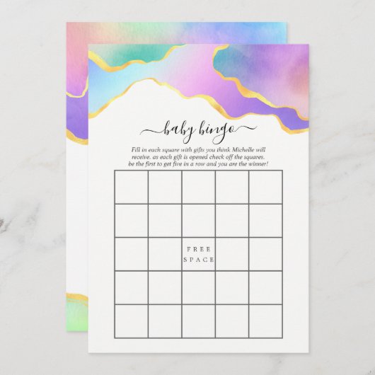 Invitation Bingo Fête des mariées en pierre d'âge arc-en-ciel (Devant / Derrière)