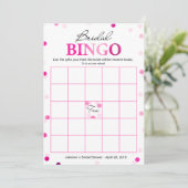 Invitation Bingo Fête des mariées | Pink Magenta Confetti Gam (Debout devant)