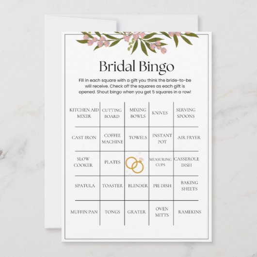 Invitation Bingo nuptiale (Devant)