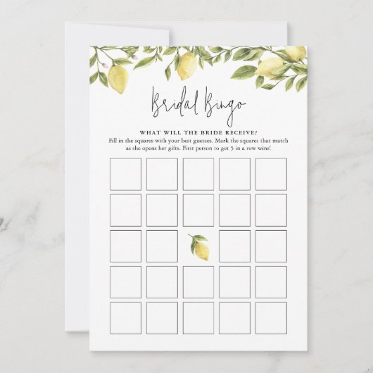 Invitation Bingo nuptiale CITRON Lemon (Devant)