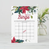 Invitation Bingo nuptiale hiver Poinsettia Fête des mariées J (Debout devant)