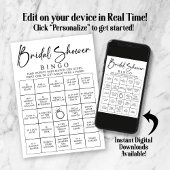 Invitation Bingo nuptiale Trouvez le jeu de Fête des mariées 