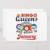 Invitation Bingo Queens Are Born in Janvier Anniversaire (Devant / Derrière)