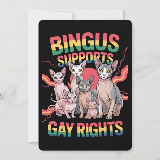 Invitation Bingus soutient les droits homosexuels Sphynx Cat (Devant)