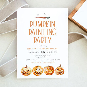 Invitation BINX Automne Halloween Peinture Citrouille Anniver