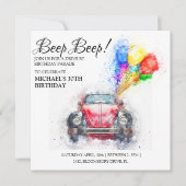 Invitation BipBip! Défilé d'anniversaire en voiture (Devant)