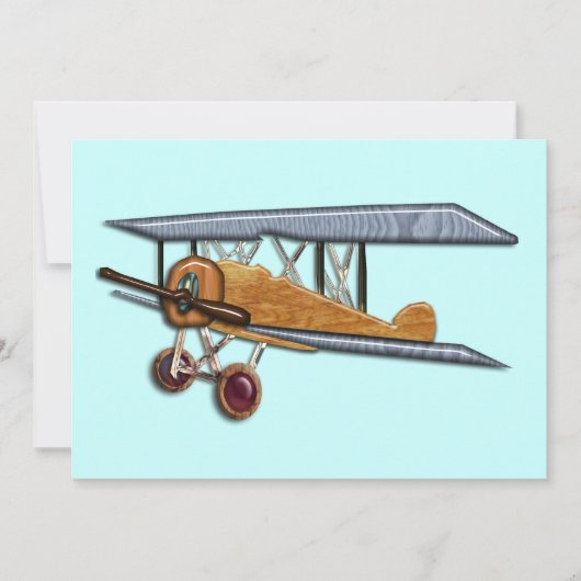Invitation Biplan en bois (Devant)
