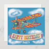 Invitation Biplane survolant la bannière d'anniversaire heure (Devant / Derrière)