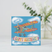Invitation Biplane survolant la bannière d'anniversaire heure (Debout devant)
