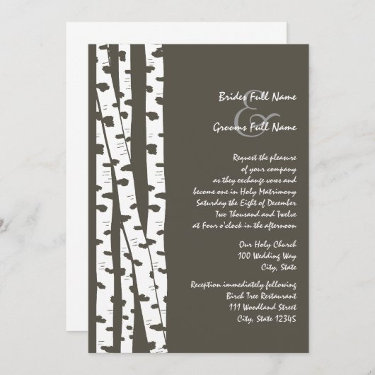 Invitation Birch Blanc/ Brown foncé (Devant / Derrière)