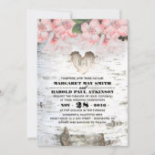 Invitation Birch Tree Bark Heart Mariage campagnard rustique (Devant)