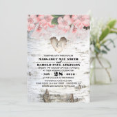 Invitation Birch Tree Bark Heart Mariage campagnard rustique (Debout devant)