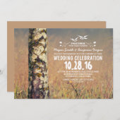 Invitation birch tree & coeur mariage rustique invite (Devant / Derrière)