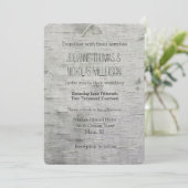 Invitation Birch Tree Faux Wood Mariage (Debout devant)