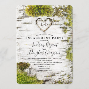 Invitation Birch Tree Heart Rustic Fall Engagement Party