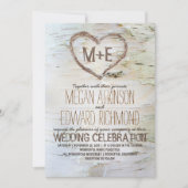 Invitation Birch Tree Heart Rustic Mariage de automne (Devant)