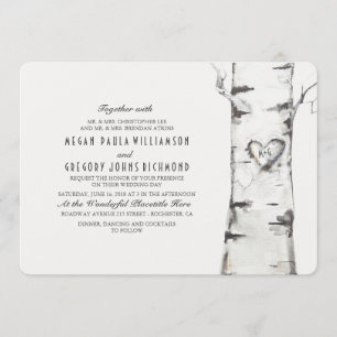 Invitation Birch Tree Rustic Mariage