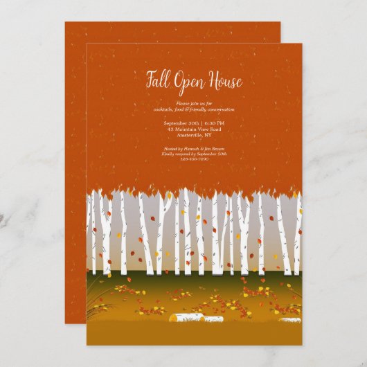 Invitation Birch Trees à l'automne (Devant / Derrière)