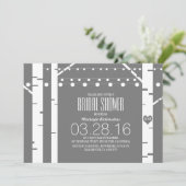 Invitation Birch Trees Fête des mariées de lumière coeur et c (Debout devant)