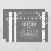 Invitation Birch Trees Fête des mariées de lumière coeur et c (Devant / Derrière)