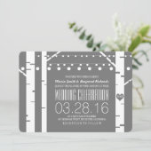 Invitation Birch Trees Lumières Coeur & String Mariage Invite (Debout devant)