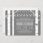 Invitation Birch Trees Lumières Coeur & String Mariage Invite (Devant)