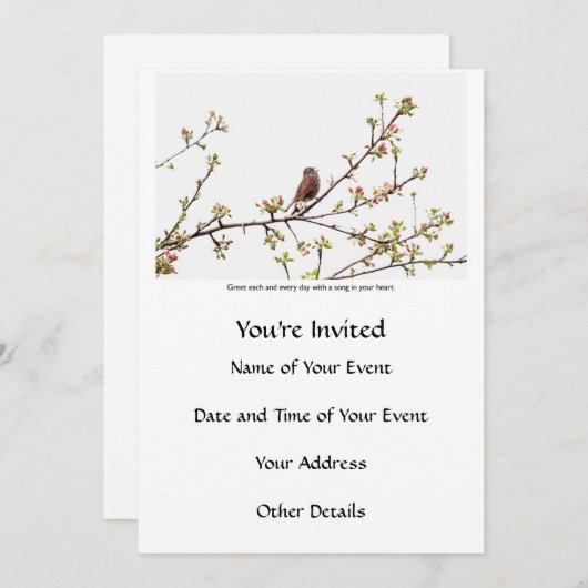 Invitation Bird Chante une chanson joyeuse (Devant / Derrière)