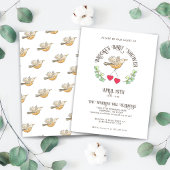 Invitation Bird de printemps avec des coeurs Baby shower mign