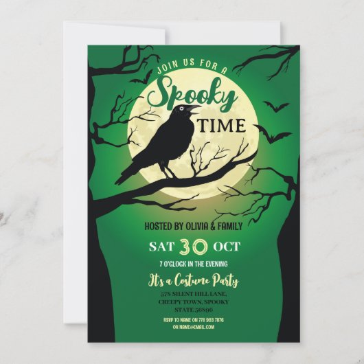 Invitation Bird Halloween Crow Éffrayant Haunted Party (Devant)