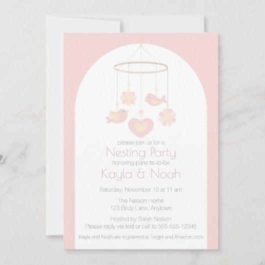 Invitation Bird Mobile Nesting Party (Devant)
