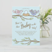 Invitation Bird Spring Baby shower Co-Ed Genre Neutre (Debout devant)