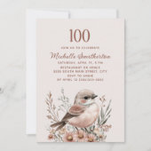 Invitation Bird Terracotta rose 100e anniversaire (Devant)