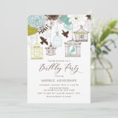 Invitation Birdcages vintage Bleu Whimsical Anniversaire (Debout devant)
