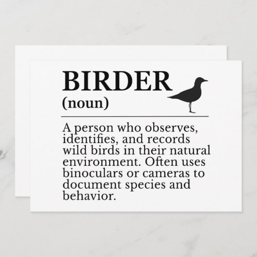 Invitation Birder definition - wild bird observer (Devant / Derrière)