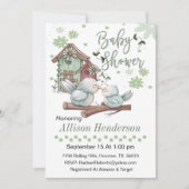 Invitation Birdhouse Avec Maman Et Bébé Baby shower Oiseau (Devant)