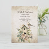 Invitation Birdhouse Botanical Nature 75e anniversaire (Debout devant)