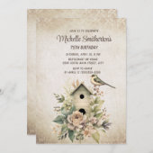 Invitation Birdhouse Botanical Nature 75e anniversaire (Devant / Derrière)