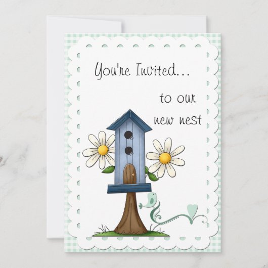Invitation Birdhouse Whimsical et Birds House Party (Devant)