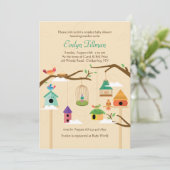 Invitation Birdhouses colorées (Debout devant)