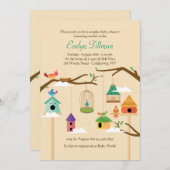 Invitation Birdhouses colorées (Devant / Derrière)