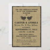 Invitation Birds and Burlap BBQ Mariage Réception (Devant)