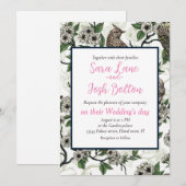 Invitation Birds and cherry blossom on white (Devant / Derrière)